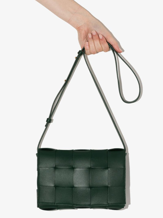 Green Cassette Leather Shoulder Bag