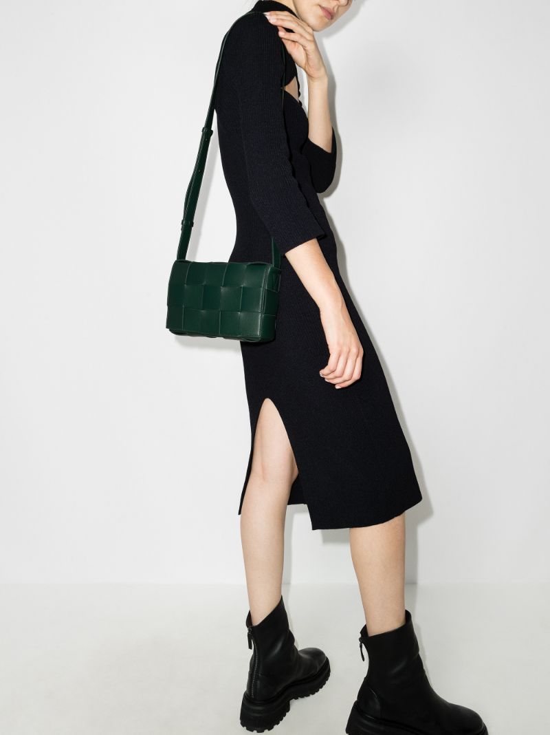 Green Cassette Leather Shoulder Bag