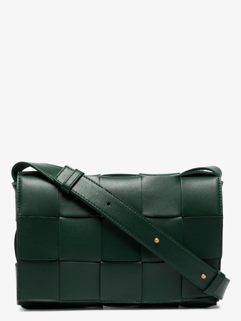 Green Cassette Leather Shoulder Bag