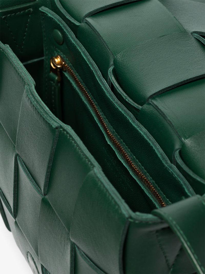 Green Cassette Leather Shoulder Bag