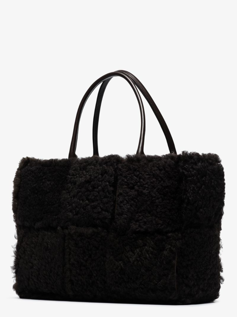 Black Arco Intrecciato Shearling Tote Bag