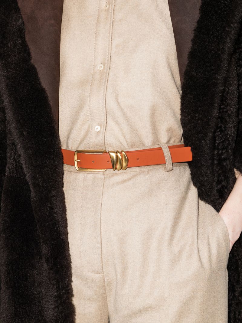 Brown Metal Loops Leather Belt