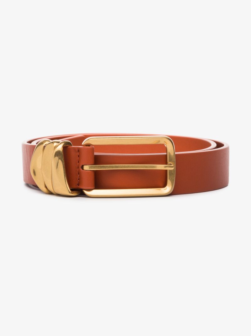 Brown Metal Loops Leather Belt