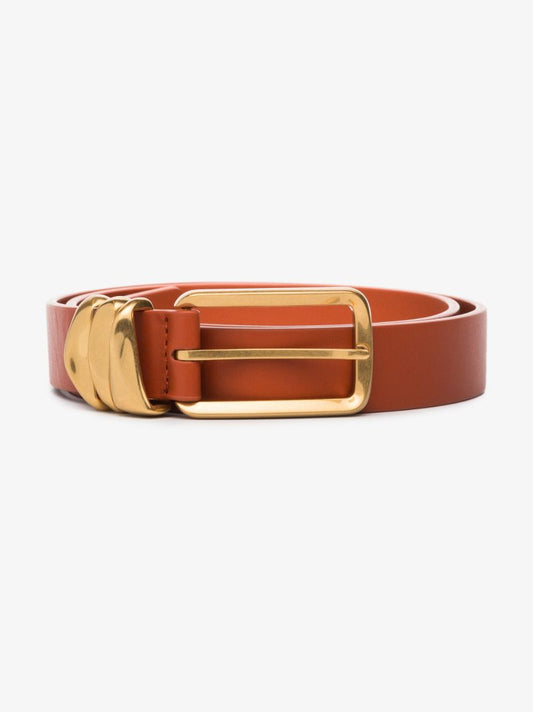 Brown Metal Loops Leather Belt