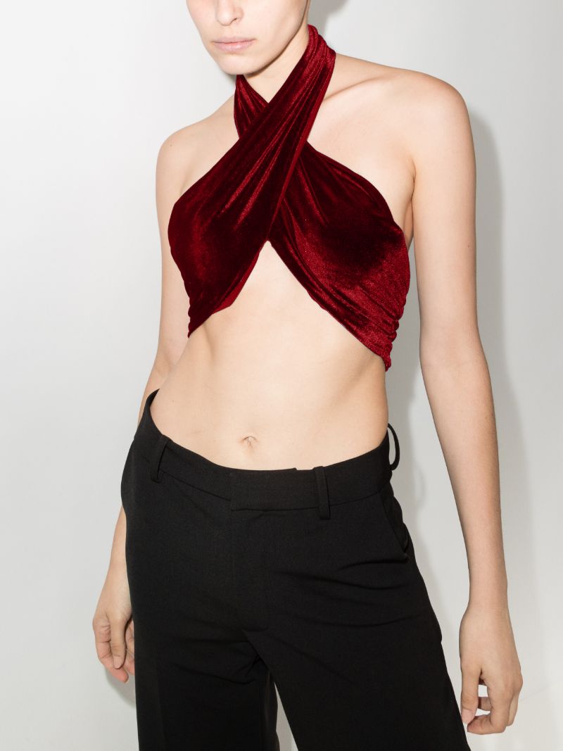 Velvet Wrap Crop Top