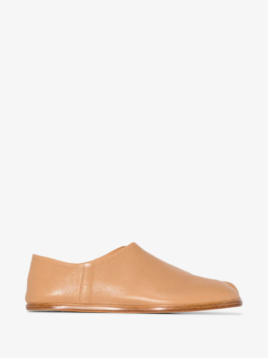 Neutral Tabi Babouche Leather Slippers