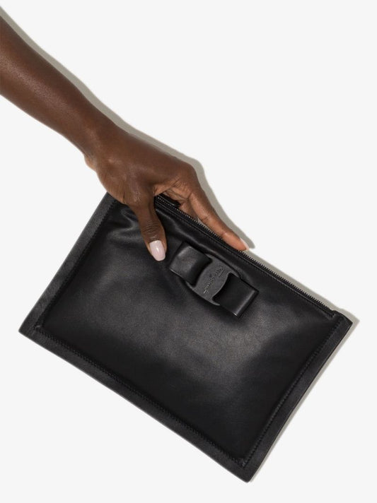 Black Viva Leather Clutch Bag