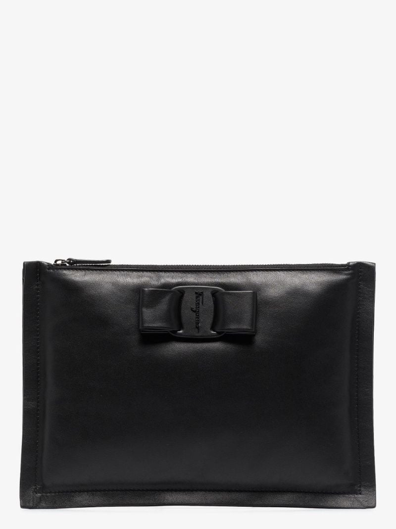 Black Viva Leather Clutch Bag