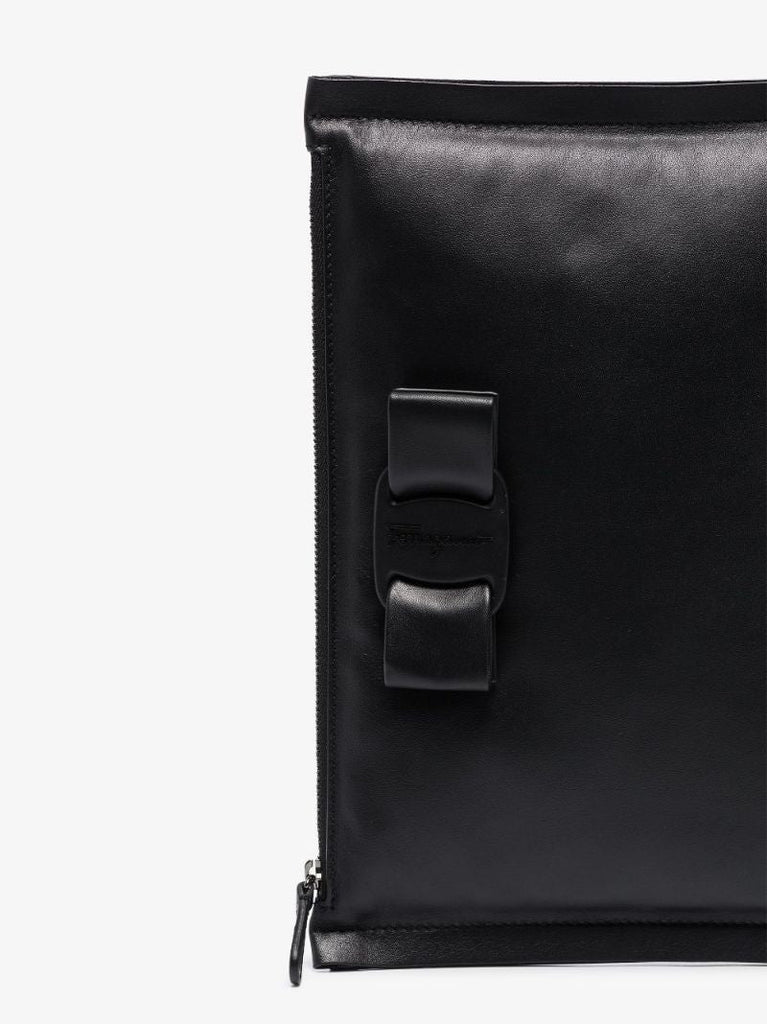 Black Viva Leather Clutch Bag