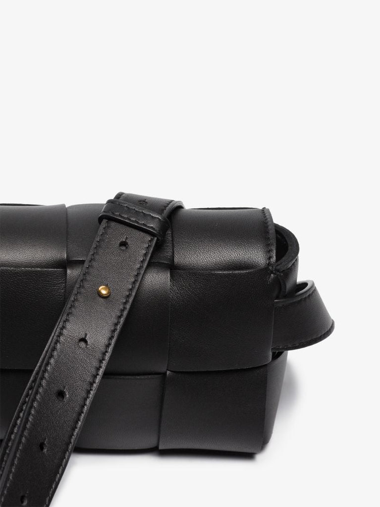 Black Cassette Leather Belt Bag