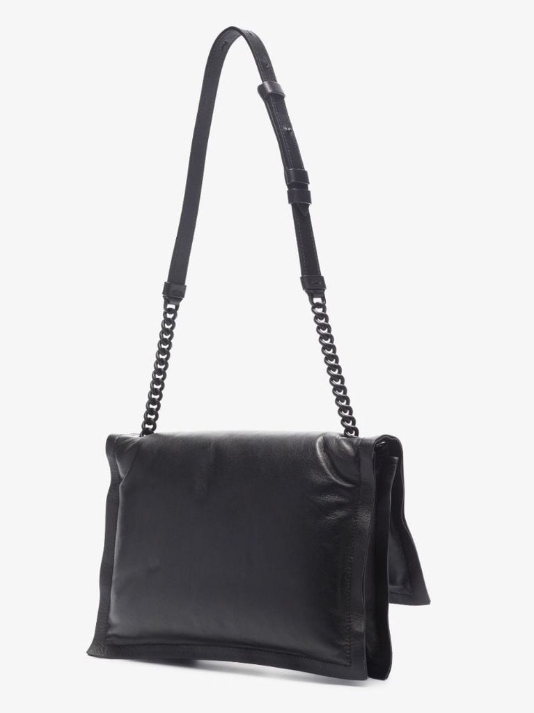 Black Viva Bow Padded Leather Shoulder Bag