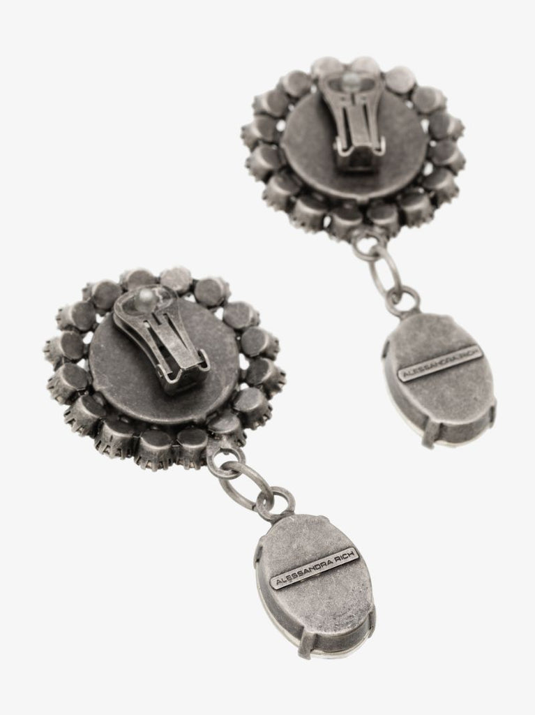 Silver Tone Crystal Drop Earrings