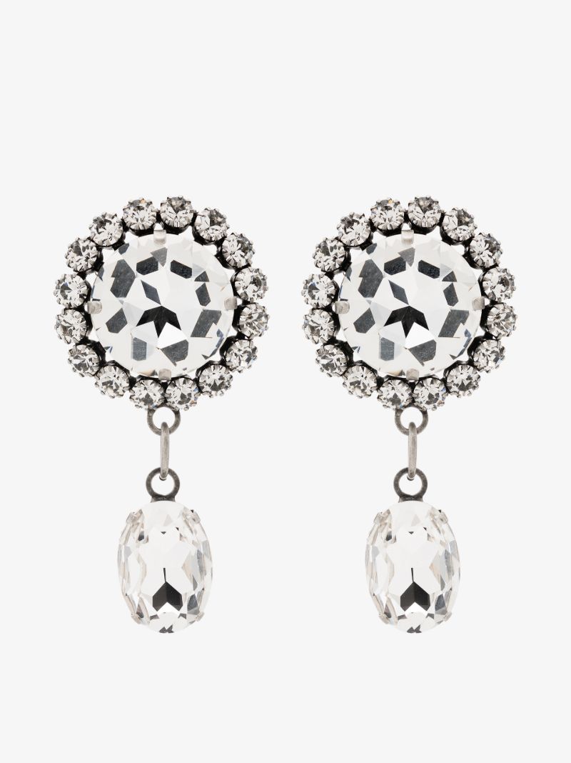 Silver Tone Crystal Drop Earrings