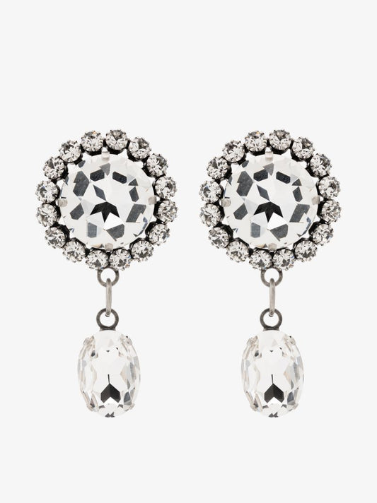 Silver Tone Crystal Drop Earrings