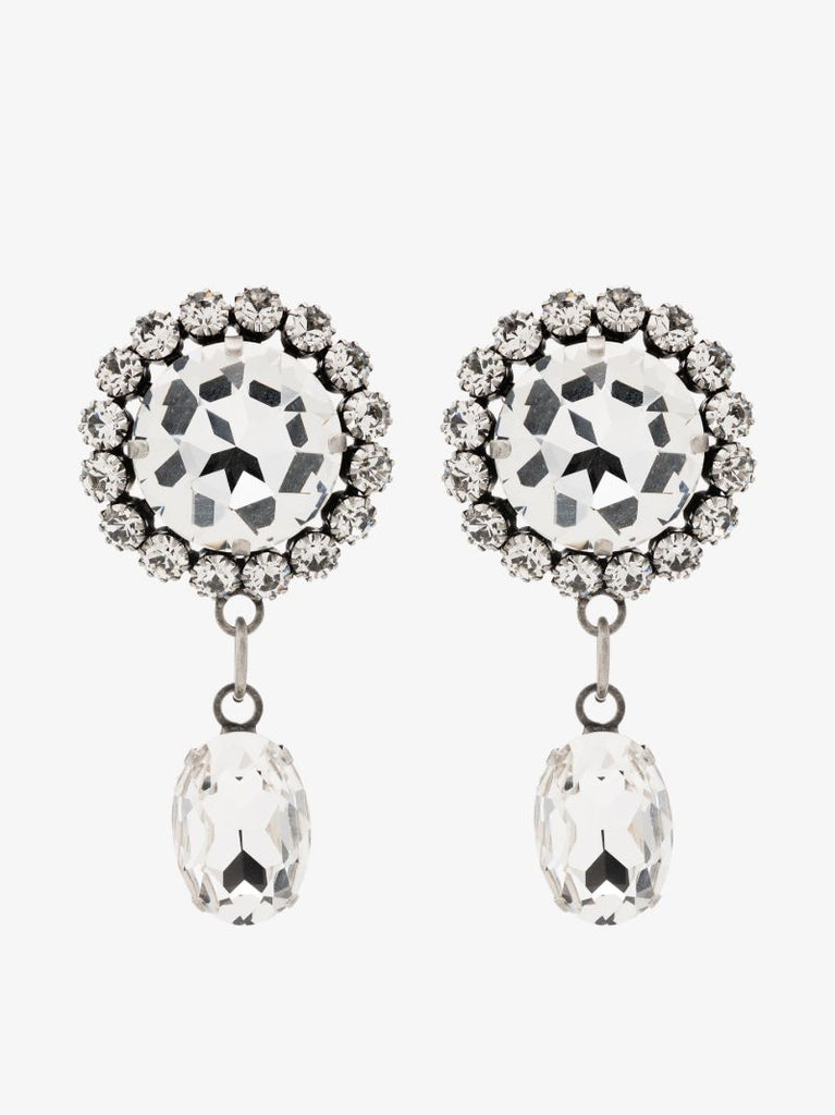 Silver Tone Crystal Drop Earrings