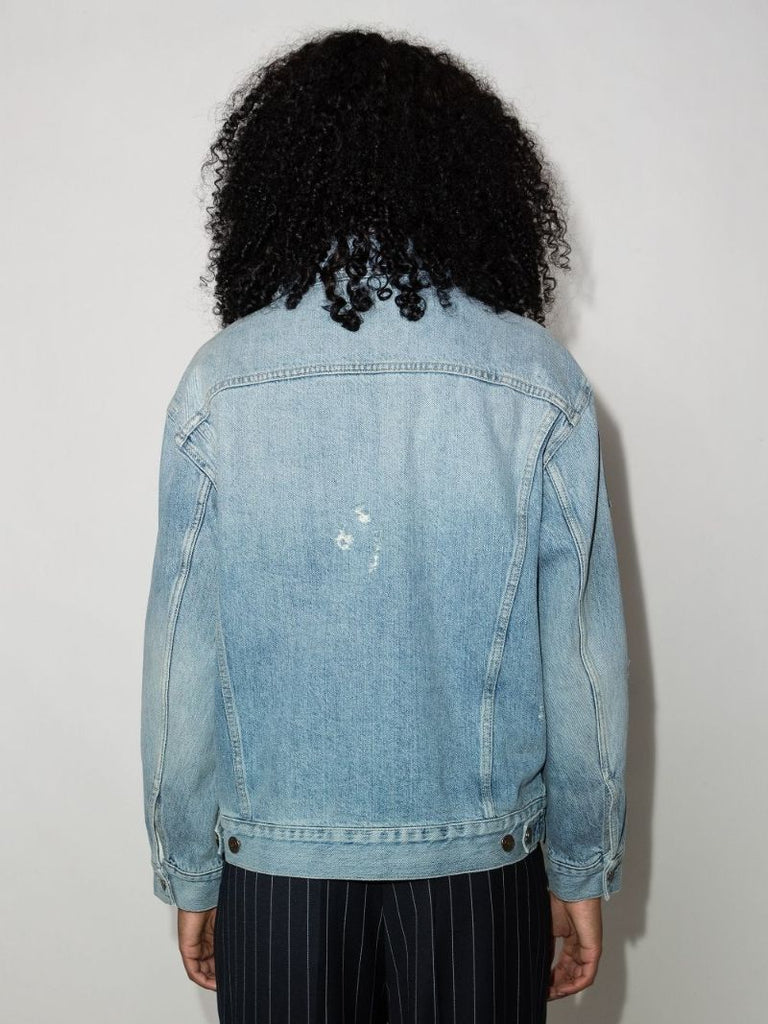 Oversized Cat Patch Denim Jacket