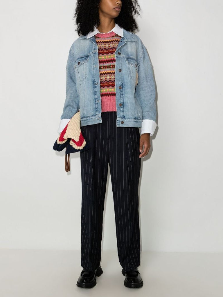 Oversized Cat Patch Denim Jacket