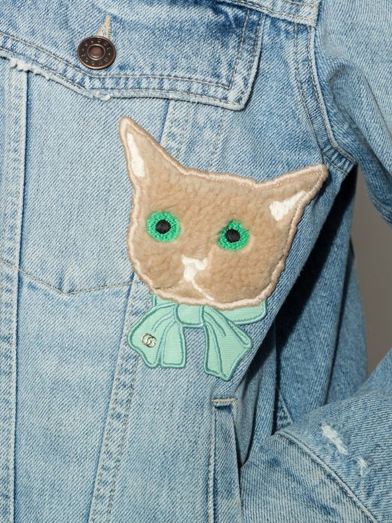 Oversized Cat Patch Denim Jacket
