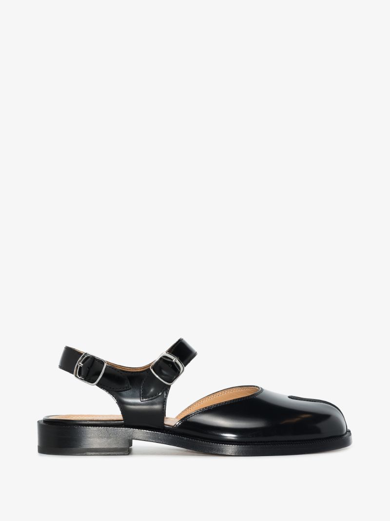 Black Tabi Slingback Leather Pumps