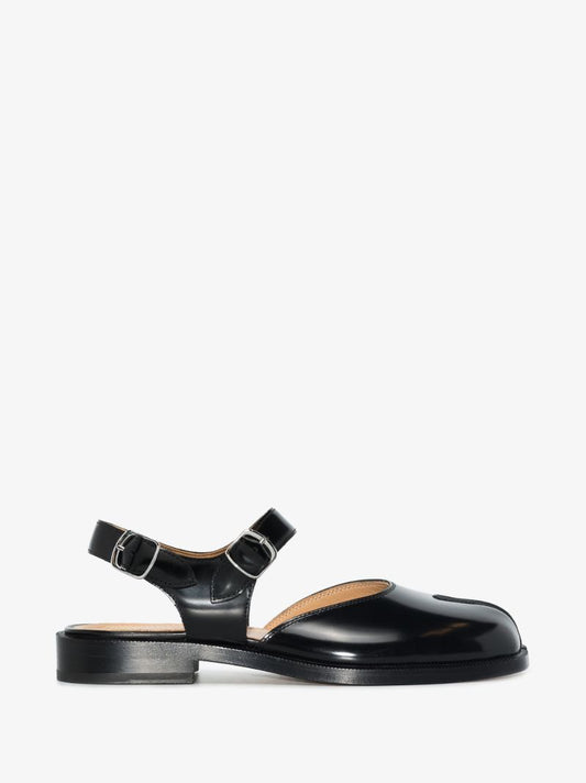 Black Tabi Slingback Leather Pumps