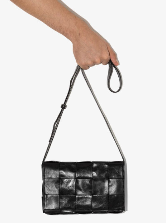 Black Cassette Leather Shoulder Bag