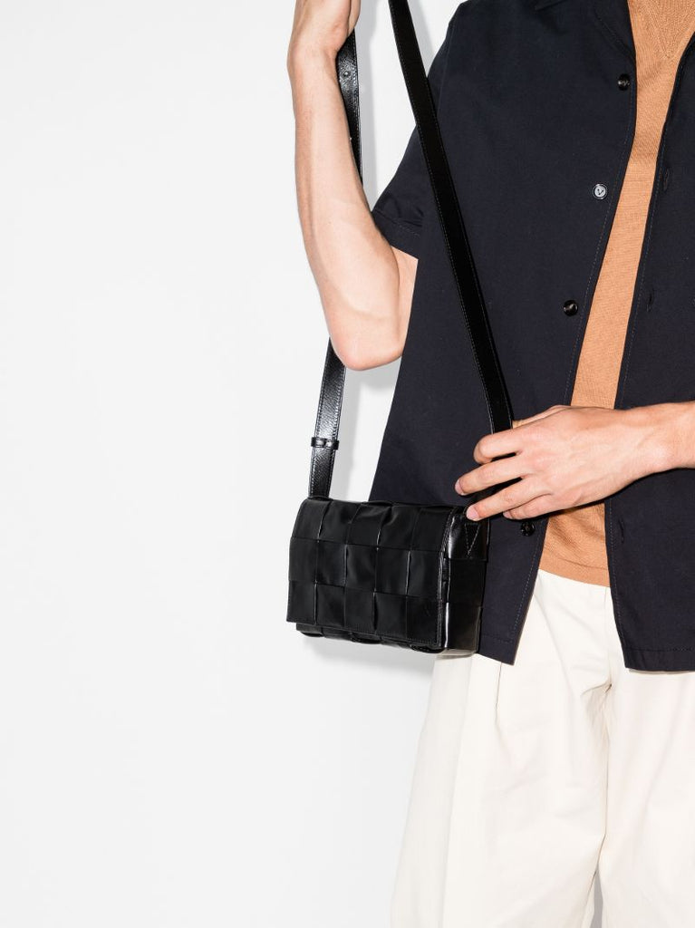 Black Cassette Leather Shoulder Bag