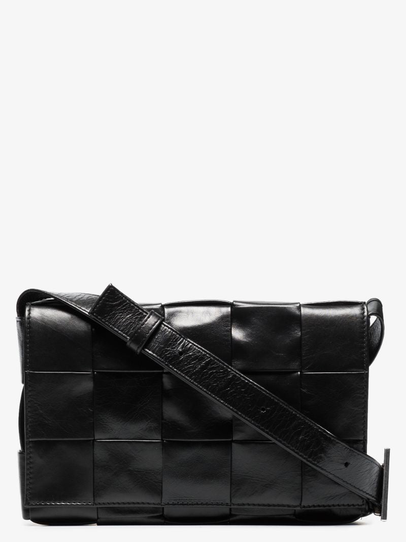 Black Cassette Leather Shoulder Bag