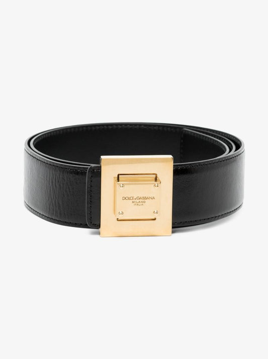 Black Logo Square Buckle Belt
