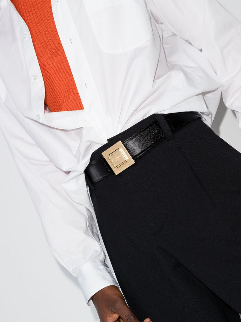 Black Logo Square Buckle Belt