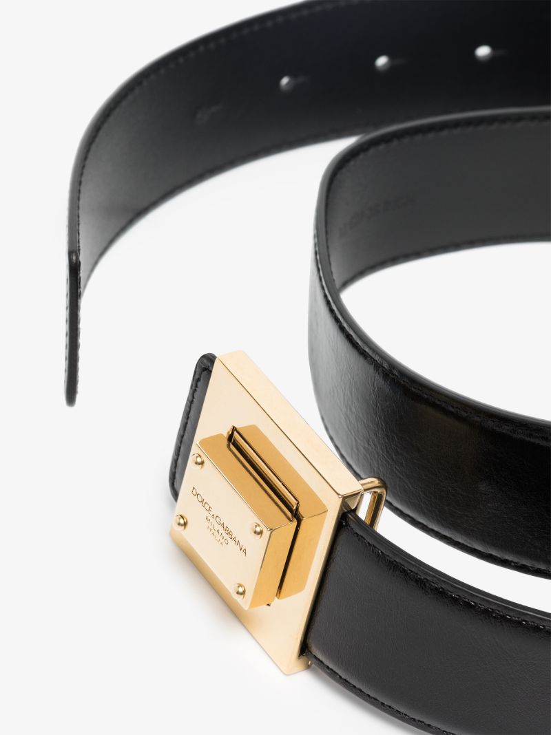Black Logo Square Buckle Belt