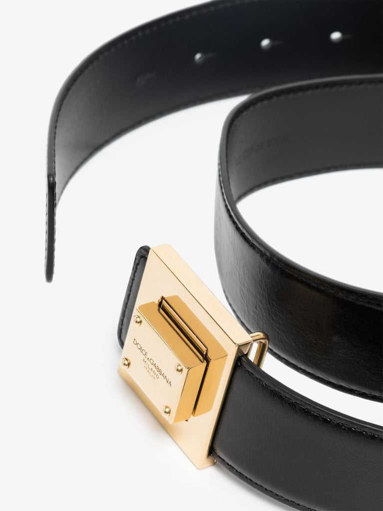 Black Logo Square Buckle Belt