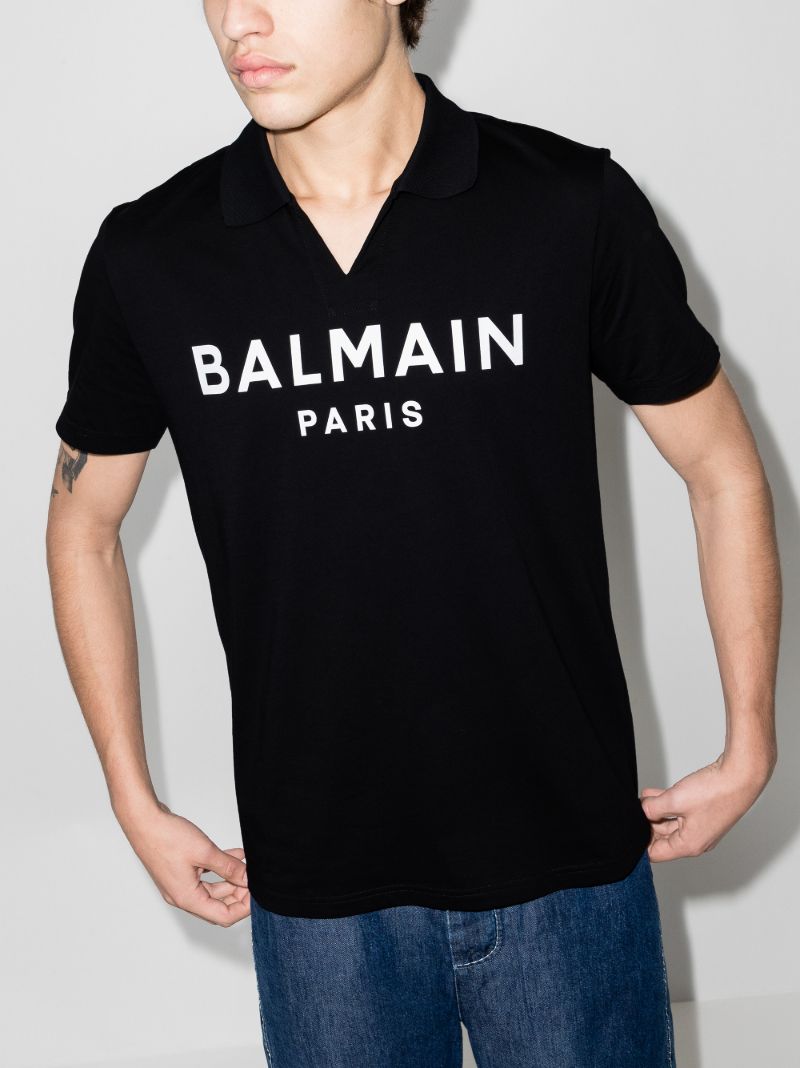 Black Logo Print Polo Shirt