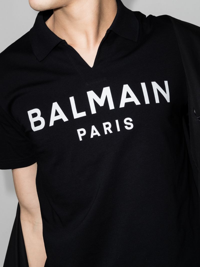 Black Logo Print Polo Shirt