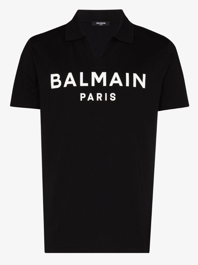 Black Logo Print Polo Shirt