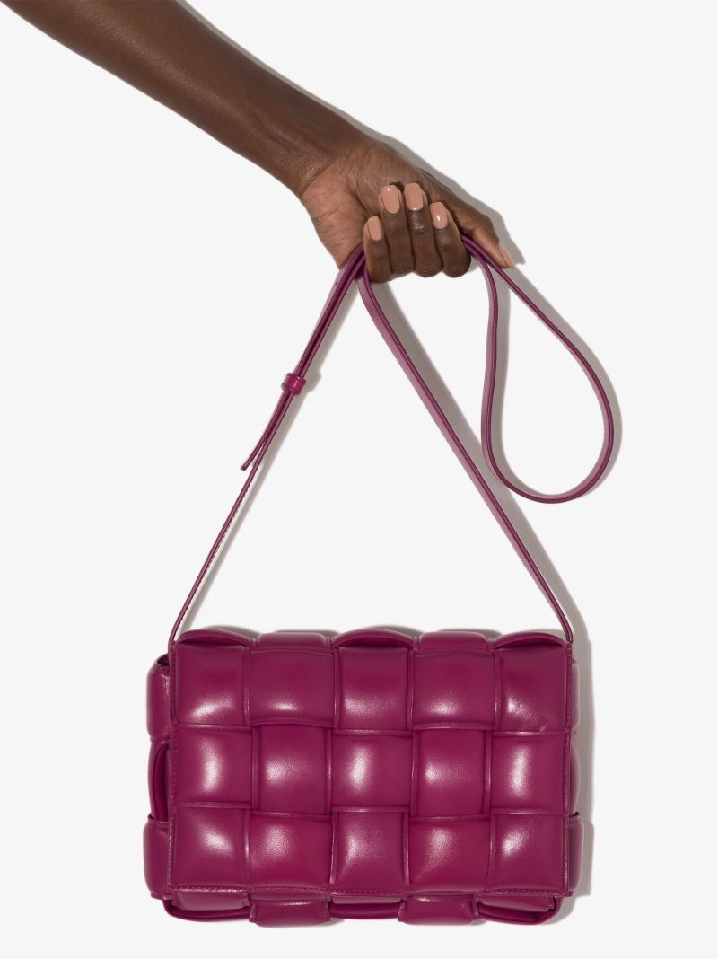 Pink Padded Cassette Leather Shoulder Bag