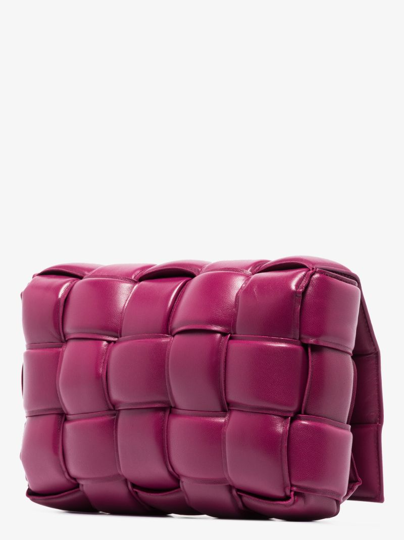 Pink Padded Cassette Leather Shoulder Bag