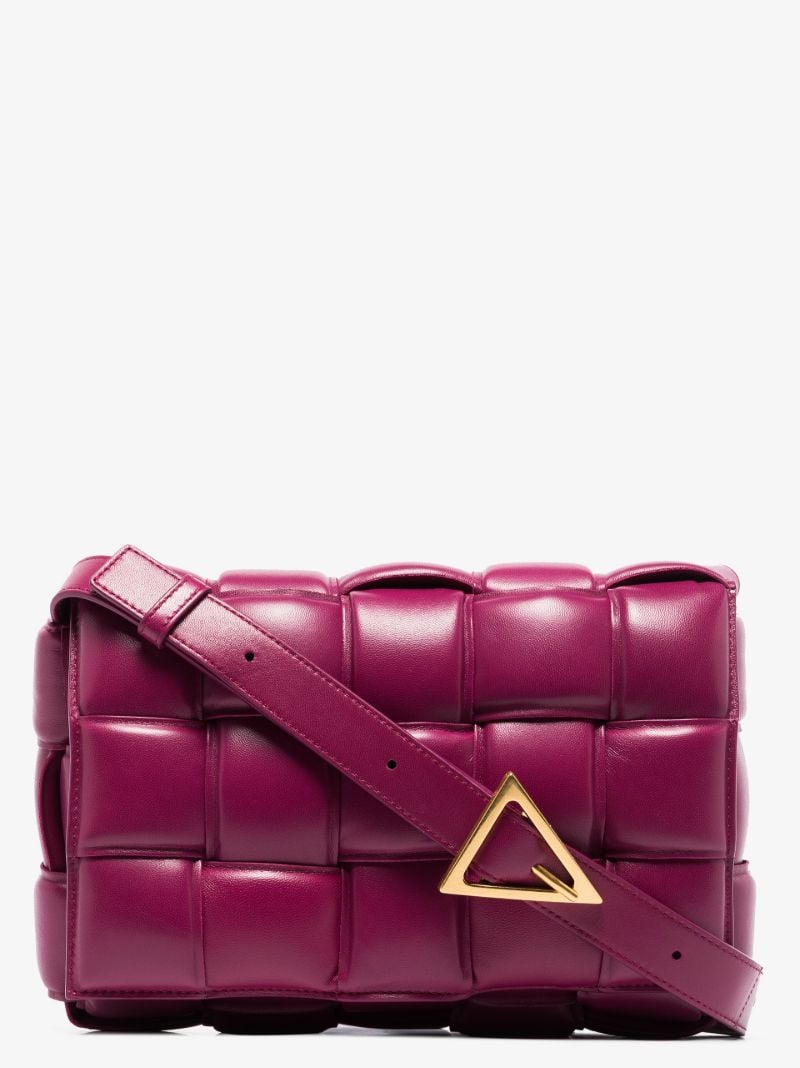 Pink Padded Cassette Leather Shoulder Bag
