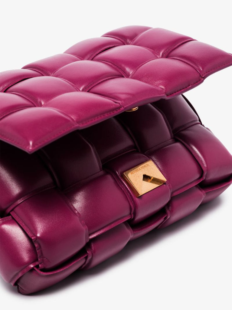Pink Padded Cassette Leather Shoulder Bag