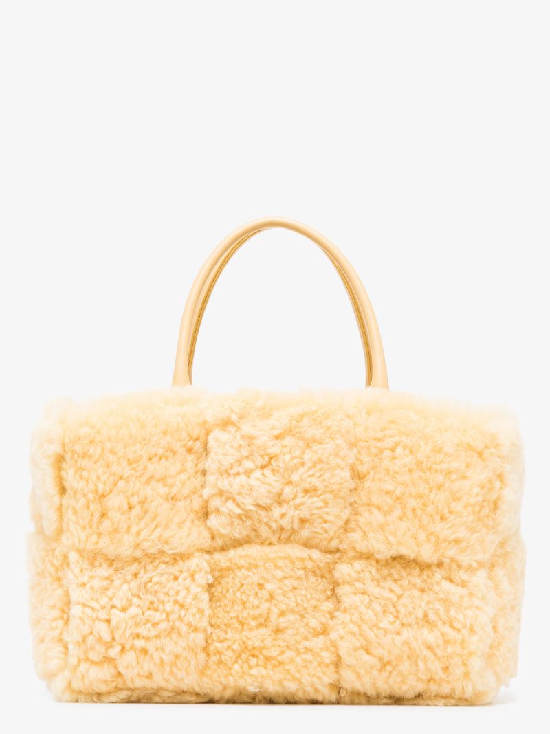 Yellow Arco Shearling Tote Bag