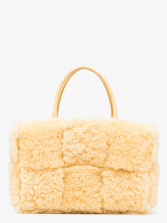 Yellow Arco Shearling Tote Bag