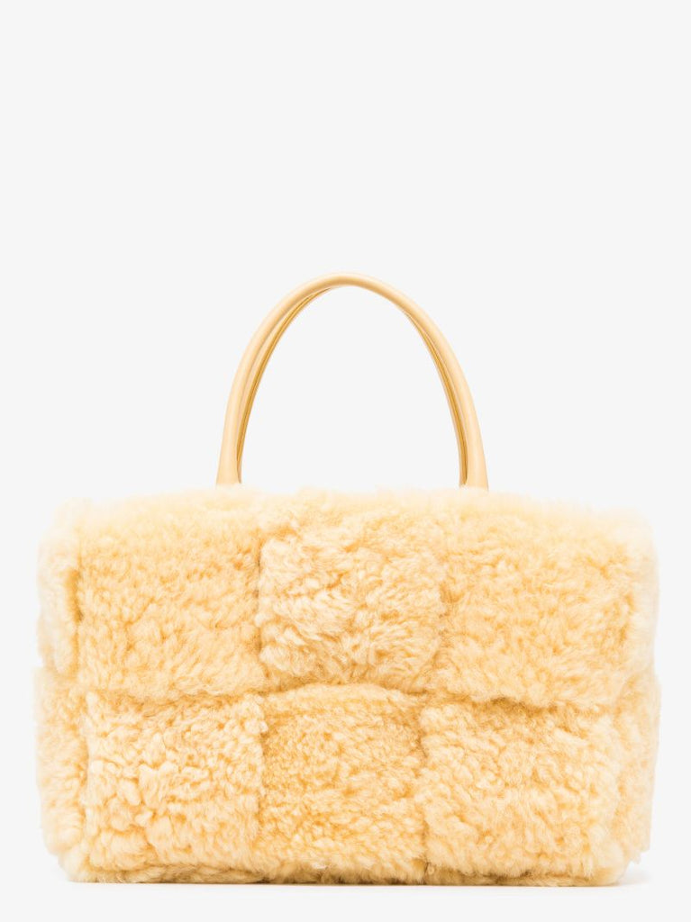 Yellow Arco Shearling Tote Bag