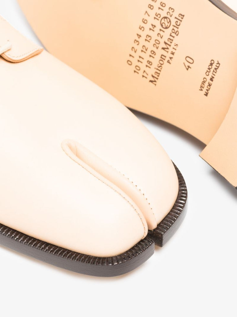 Beige Tabi Leather Derby Shoes