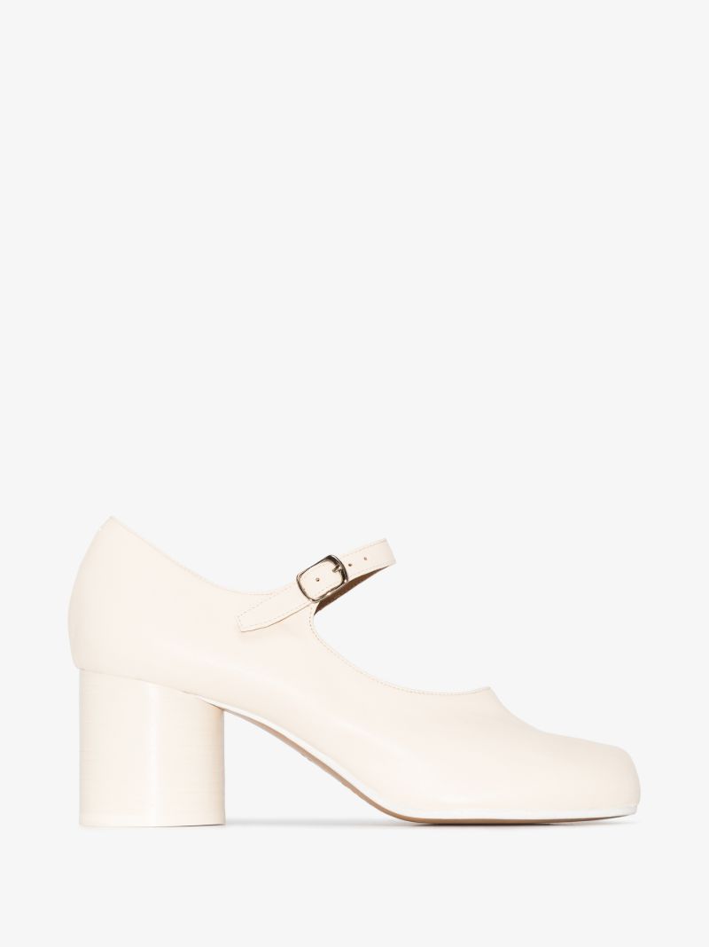 White Tabi 75 Mary Jane Leather Pumps