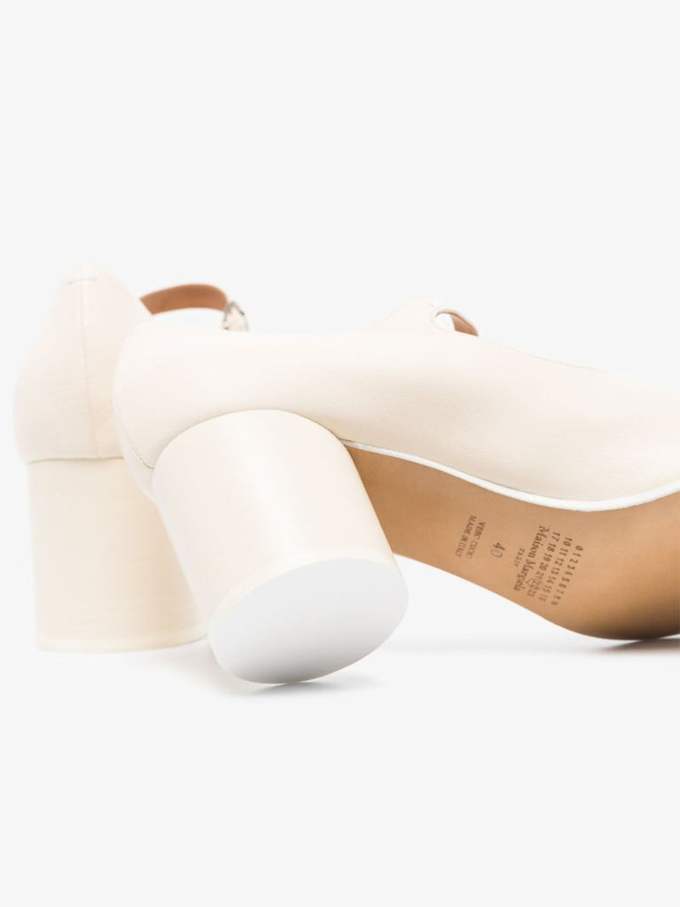 White Tabi 75 Mary Jane Leather Pumps