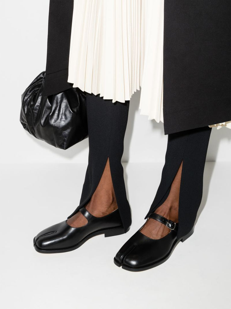 Black Tabi Mary Jane Leather Pumps