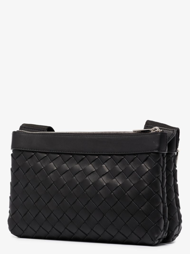 Black Intrecciato Leather Cross Body Bag