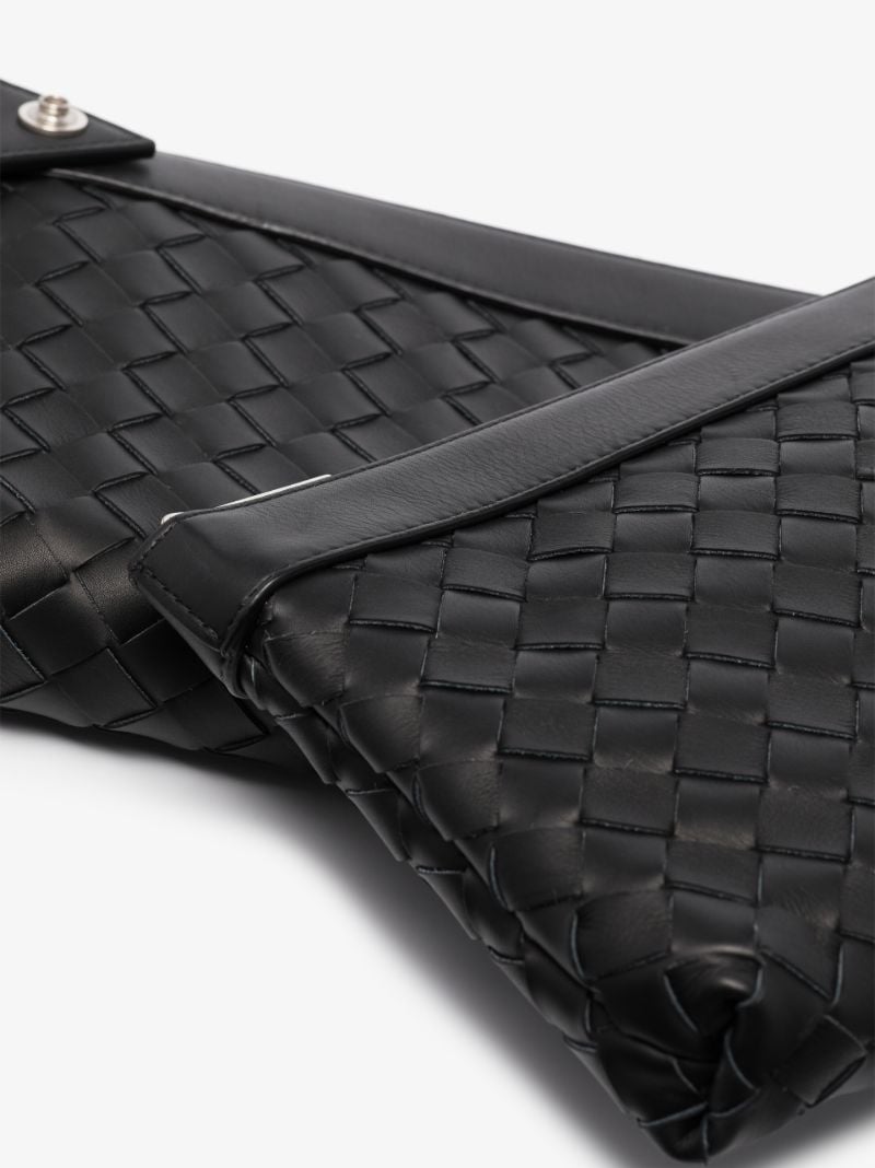 Black Intrecciato Leather Cross Body Bag