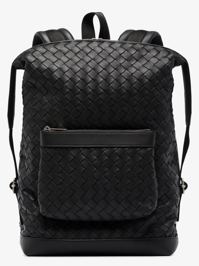 Black Borsa Intrecciato Leather Backpack