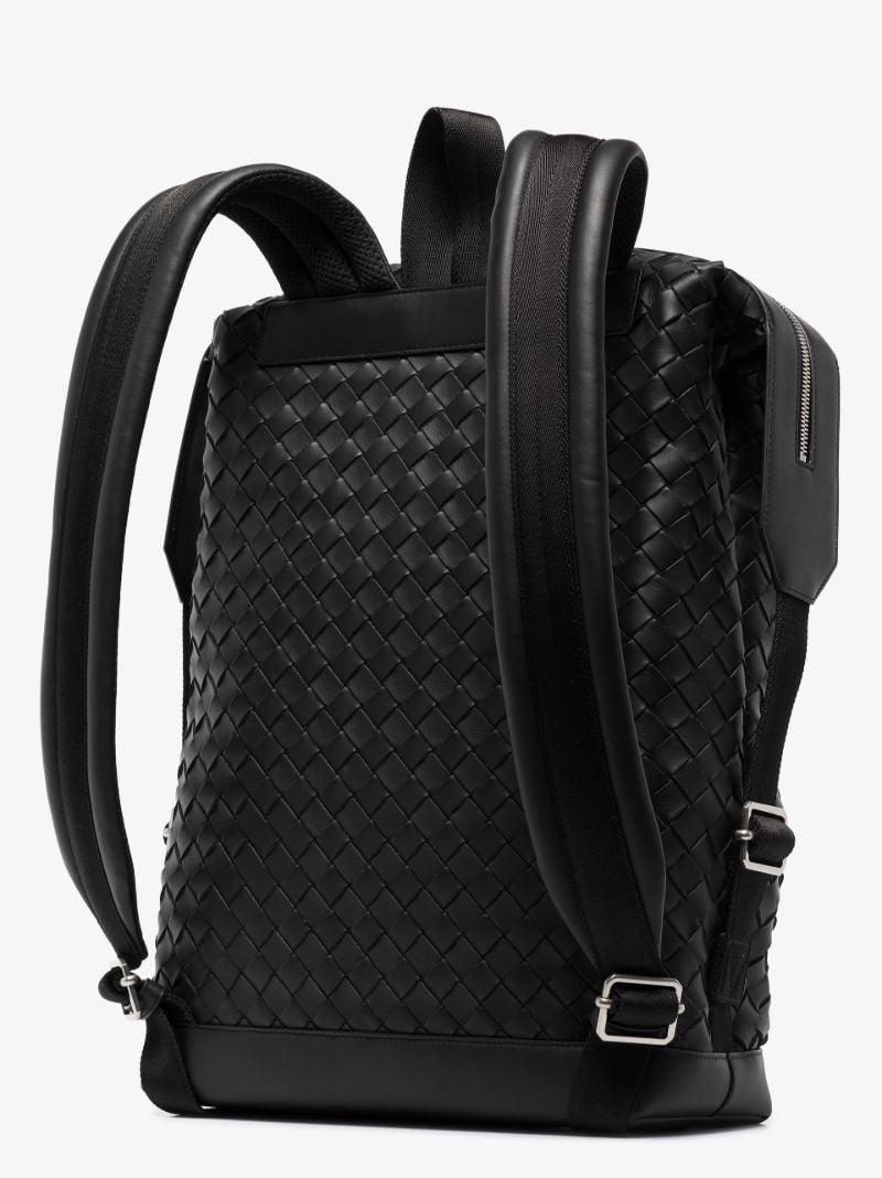 Black Borsa Intrecciato Leather Backpack