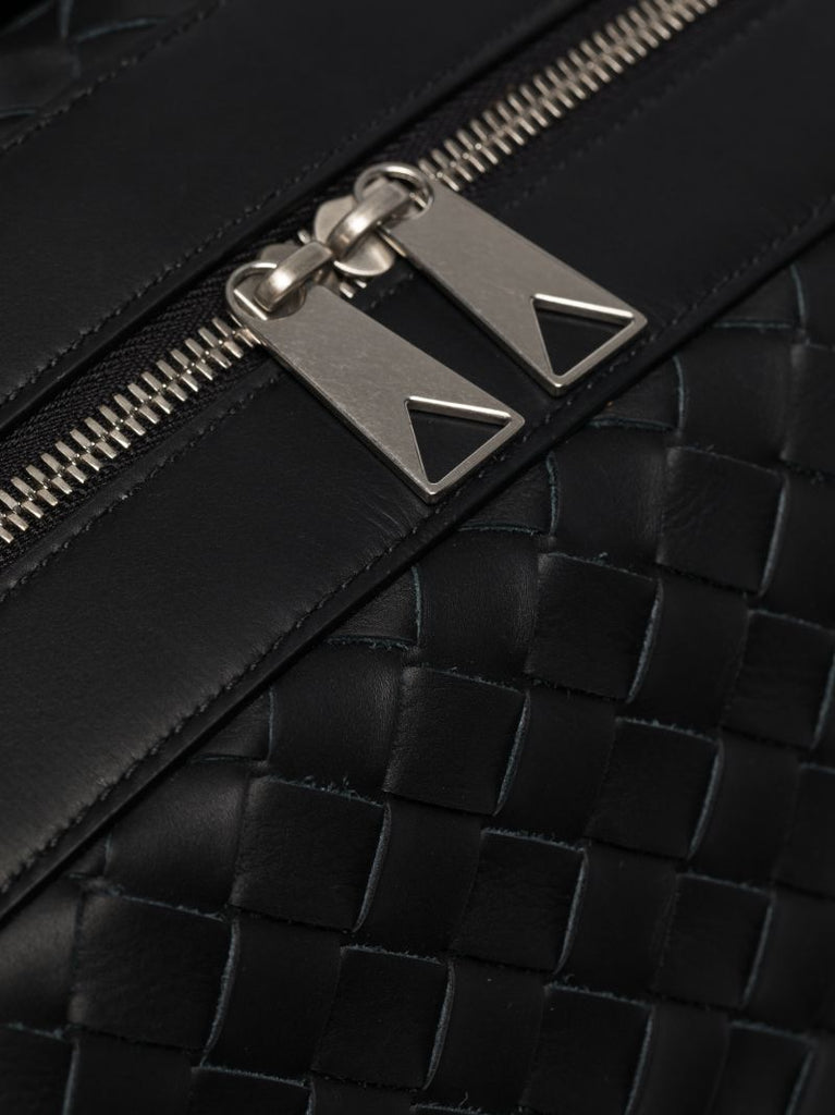 Black Borsa Intrecciato Leather Backpack